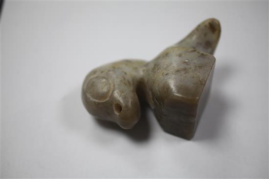 A rare Chinese archaic white and yellow jade ornament, probably Eastern Zhou dynasty, (2)